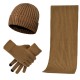 2025 Autumn And Winter Manufacturers Supply Cross-border Men's And Women's Knitted Padded Warm Wool Hat Scarf Gloves Three-piece Set