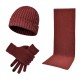 2025 Autumn And Winter Manufacturers Supply Cross-border Men's And Women's Knitted Padded Warm Wool Hat Scarf Gloves Three-piece Set