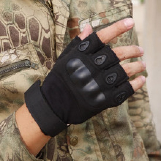 Tactical gloves, Black Eagle training half-finger gloves, outdoor cycling and fishing, anti-cut and anti-slip, Ouji Fitness exposed finger gloves