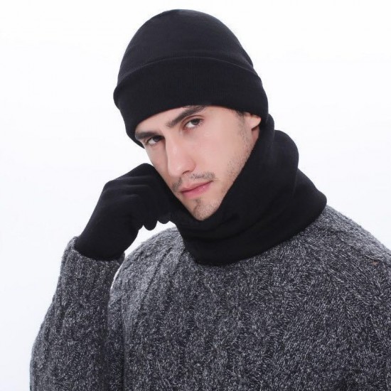 Cross-border Winter Amazon European And American Wool Scarf Thickened Warm Knitted Hat Scarf Gloves Three-piece Set Cross-border Winter Amazon European And American Wool Scarf Thickened Warm Knitted Hat Scarf Gloves Three-piece Set