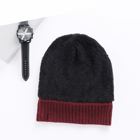 2025 Autumn And Winter Manufacturers Supply Cross-border Men's And Women's Knitted Padded Warm Wool Hat Scarf Gloves Three-piece Set