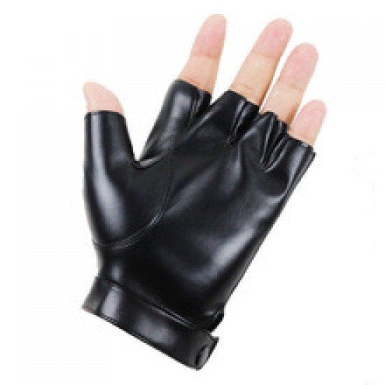 Cycling leather half-finger gloves for men and women, imitation leather half-finger, exposed fingers, outdoor fitness, anti-slip, driving and dancing