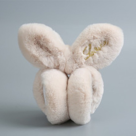 Rabbit ears can move ear cups to keep warm. Winter Korean version cute student cartoon plush folding ear warmers for ladies
