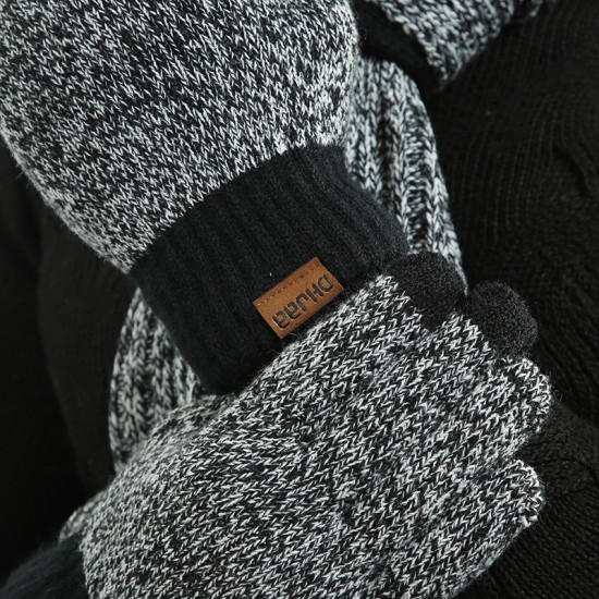 2025 Autumn And Winter Cross-border Europe And The United States New Knitted Double-sided Color Matching Scarf Thickened Scarf Hat Gloves Three-piece Set