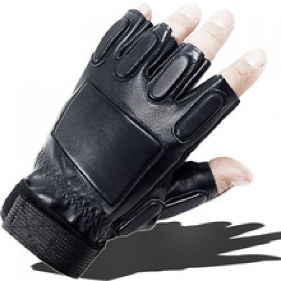 Leather half-finger gloves, sheepskin men's driving sports, suede palm design, cycling tactics, casual fitness gloves