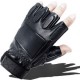 Leather half-finger gloves, sheepskin men's driving sports, suede palm design, cycling tactics, casual fitness gloves