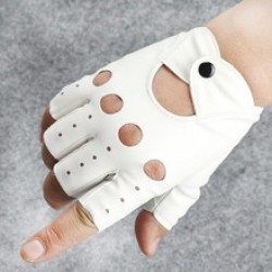 Men's leather half-finger gloves, street dance half-thin PU performance dance leather gloves, outdoor cycling sports gloves
