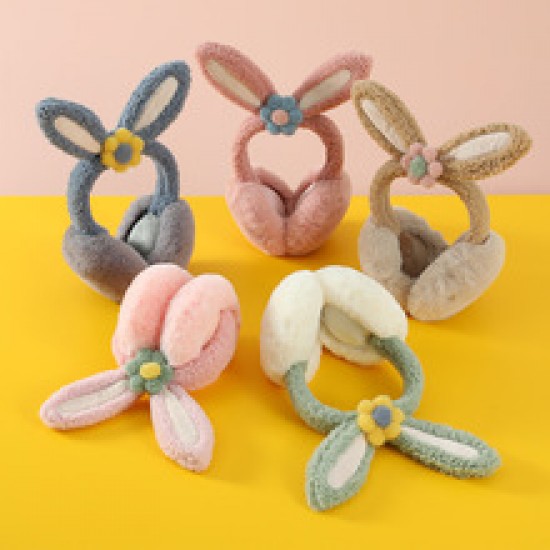 Wholesale of adjustable rabbit ear cups for women and children, winter warmth, folding ear protectors, ear warmers, cartoon ear bags for men