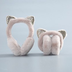 Winter cat-ear earmuffs for warm girls, Korean version of cute children's ear covers for kids and girls in winter