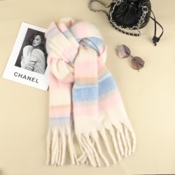 Wholesale of the 2024 winter new dopamine pink fashionable and versatile scarf, thickened warm shawl and high-end style scarf