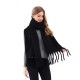 New European and American autumn and winter warm solid-color faux cashmere scarf for women, thickened soft mohair tassel scarf shawl