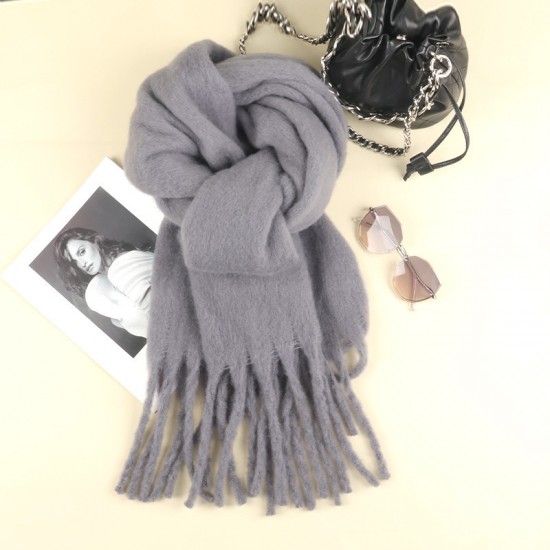 Solid color winter girls' warm scarves, lengthened and thickened, 2024 new Korean-style versatile student scarves, factory wholesale Solid color winter girls' warm scarves, lengthened and thickened, 2024 new Korean-style versatile student scarves, factory wholesale