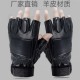 Leather half-finger gloves, sheepskin men's driving sports, suede palm design, cycling tactics, casual fitness gloves