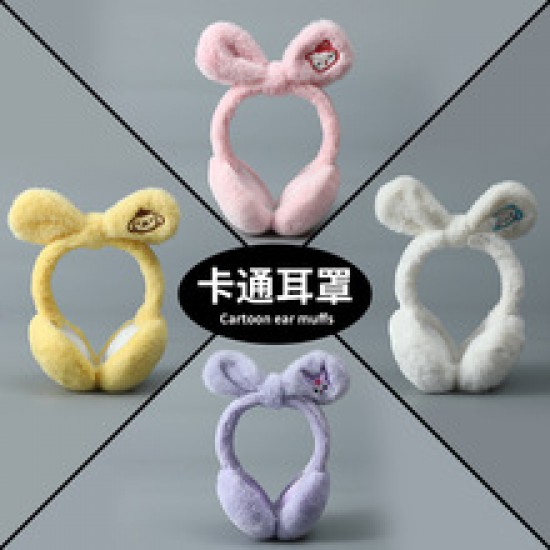 Winter warm telescopic bow plush ear cups, cute girl ear covers, student rabbit ears, ear warm Korean version ear tips