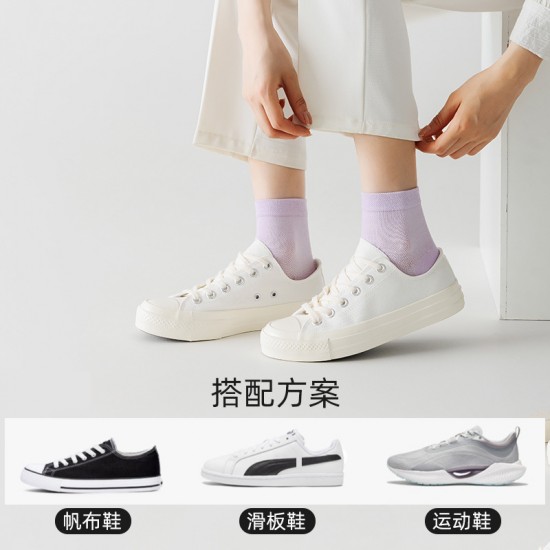 Wholesale trend of women's mesh pure cotton spring and summer thin mid-calf all-cotton casual summer women's summer long-calf cotton socks
