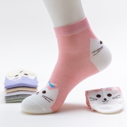 Cross-border autumn and winter collection of cat ladies' cotton mid-calf socks with cute cat faces, Instagram trendy cartoon socks, and animal cotton socks