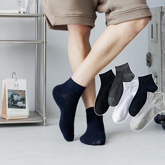 Spring and summer new men's all-cotton mesh thin boat socks, solid color simple, sweat-absorbent and breathable, pure cotton shallow socks wholesale