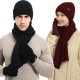 Factory Autumn And Winter New European And American Knitted Hat Suit Amazon Men's And Women's Winter Solid Color Scarf Hat Three-piece Set