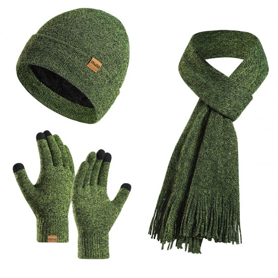 Custom Amazon European And American Autumn And Winter Fleece-lined Knitted Hat Scarf Gloves Suit Men And Women Warm Wool Three-piece Set Custom Amazon European And American Autumn And Winter Fleece-lined Knitted Hat Scarf Gloves Suit Men And Women Warm Wool Three-piece Set