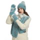 2025 Cross-border Foreign Trade Amazon Winter Needle Ladies Jacquard Padded Imitation Mink Velvet Scarf Hat Gloves Three-piece Set