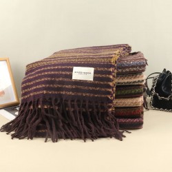 Scarf Women's Winter Korean Version Of High-end All-match Stripes Warm Padded Cashmere Shawl Dual-purpose Student Scarf Tide
