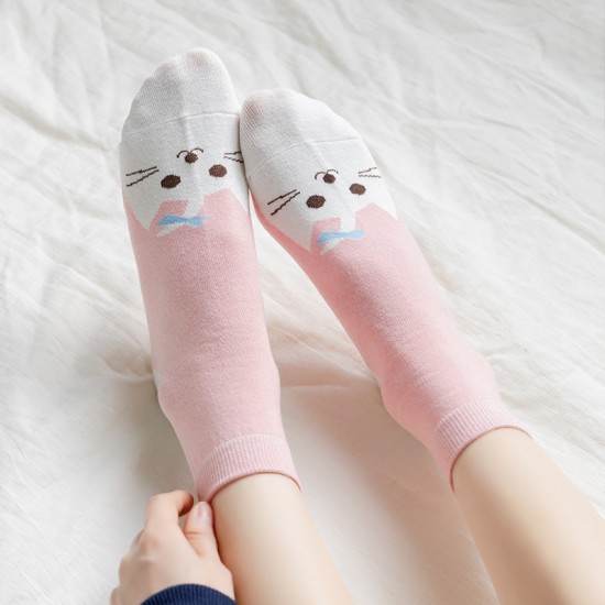 Cross-border autumn and winter collection of cat ladies' cotton mid-calf socks with cute cat faces, Instagram trendy cartoon socks, and animal cotton socks