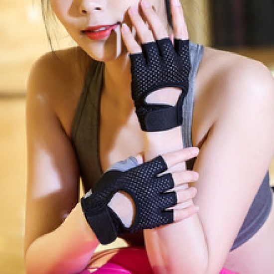 Wholesale fitness half-finger gloves for women, thin yoga exercise equipment, training, hand leakage, back calluses, anti-slip horizontal bar gloves