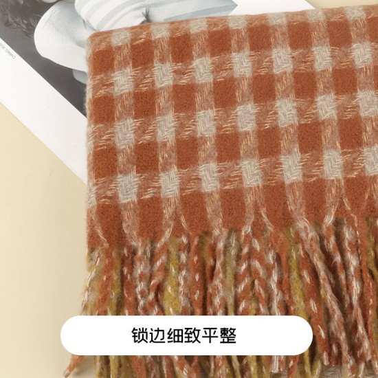 Winter's new thousand-bird checkered ins faux cashmere scarf for women, Korean version versatile student shawl, dual-purpose warm scarf for men