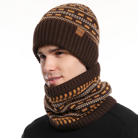 2025 Europe And The United States In Autumn And Winter Men's Warm Wool Hat Knitted Thickened Adult Hat Scarf Gloves Three-piece Set Manufacturers