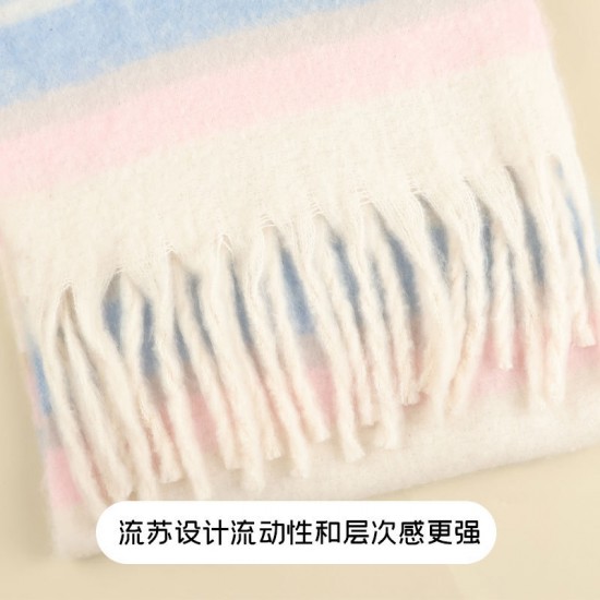 Wholesale of the 2024 winter new dopamine pink fashionable and versatile scarf, thickened warm shawl and high-end style scarf Wholesale of the 2024 winter new dopamine pink fashionable and versatile scarf, thickened warm shawl and high-end style scarf