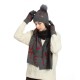 2025 Cross-border Foreign Trade Amazon Winter Needle Ladies Jacquard Padded Imitation Mink Velvet Scarf Hat Gloves Three-piece Set