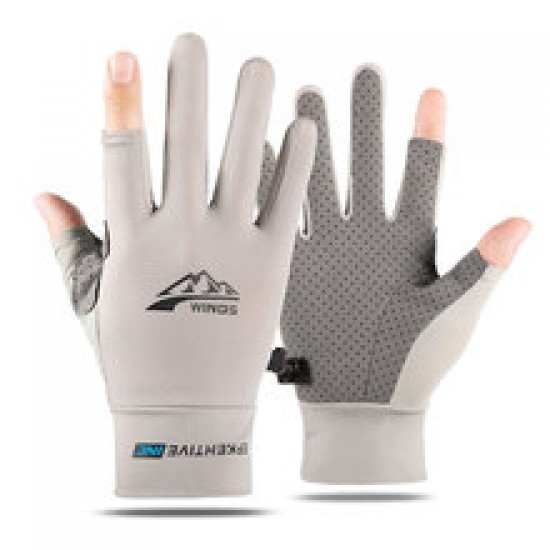 Two-finger fishing gloves, summer sun protection, flip cover, leaky finger, anti-slip and breathable cycling and driving gloves for men, women and couples