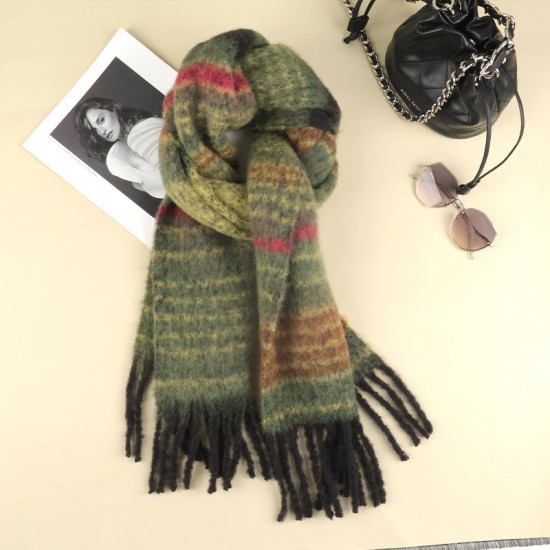 New high-end checkered scarf for women in the autumn and winter of 2024, a versatile shawl for Korean students, and a color-matched warm scarf