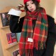 Wholesale New Year atmosphere Chinese red tassel women's autumn and winter new style knitted warm Korean version Christmas checkered scarves