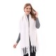 New European and American autumn and winter warm solid-color faux cashmere scarf for women, thickened soft mohair tassel scarf shawl