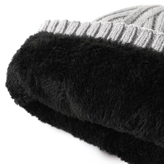 Winter European And American Dome Men's And Women's Hat Simple Joker Knitted Wool Beanless Fleece-lined Double Outdoor Warm Hat