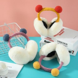 Winter foldable cute hamburger ear cups Autumn Korean version portable for both men and women to keep warm and protect against the cold and freezing with plush ears