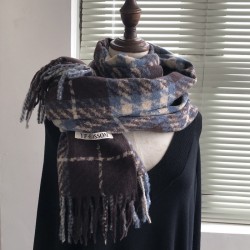 Winter warm, cold-proof, comfortable, breathable, neck-protecting scarf, simple, casual, versatile, personalized printed three-line check scarf