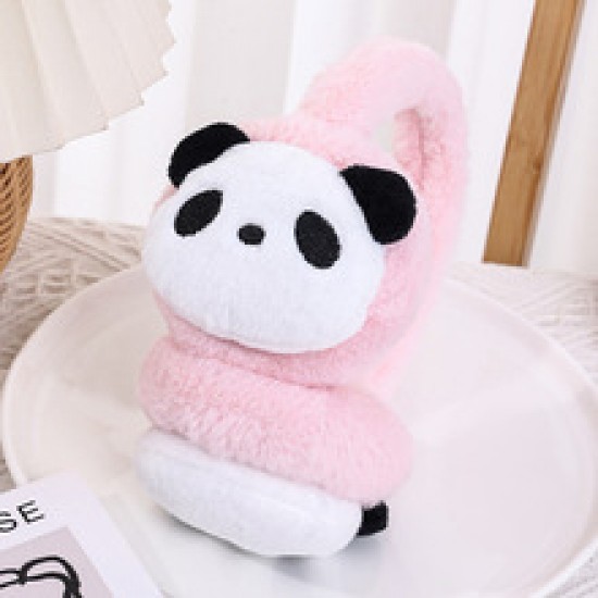 Cute panda ear cups for children to keep warm in winter with adjustable fleece, thickened imitation rabbit hair, girls' ear protection and warm cover ear tips