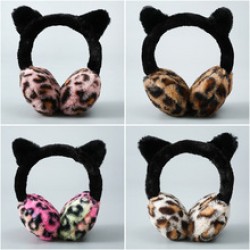 Wholesale of 2023 new warm and anti-freezing leopard print rabbit fur ear cups, foldable outdoor travel windproof hair bands and ear bags
