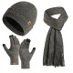Amazon New Suit European And American Autumn And Winter Fleece-lined Knitted Hat Scarf Gloves Men And Women Warm Wool Three-piece Set