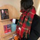 Wholesale New Year atmosphere Chinese red tassel women's autumn and winter new style knitted warm Korean version Christmas checkered scarves