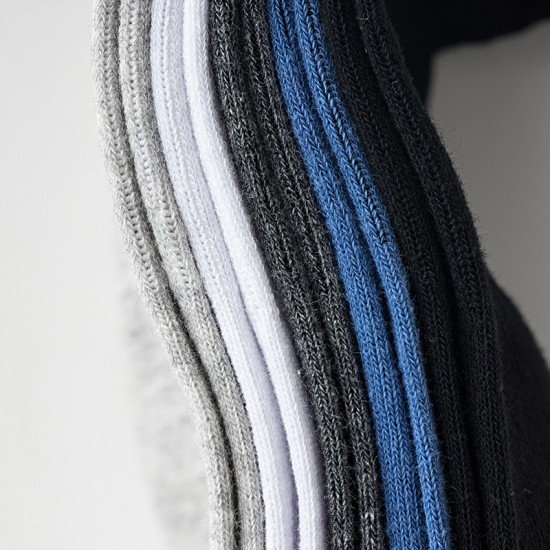 Wholesale of cross-border autumn and winter men's mid-top all-cotton thickened sports socks, solid color sweat-absorbing, breathable and waist-cinching pure cotton socks