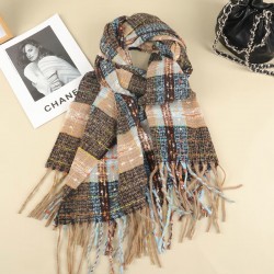 New Maillard faux cashmere checkered scarf for women, thickened warm shawl for autumn and winter, solid-color student scarf