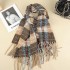 New Maillard faux cashmere checkered scarf for women, thickened warm shawl for autumn and winter, solid-color student scarf