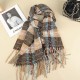 New Maillard faux cashmere checkered scarf for women, thickened warm shawl for autumn and winter, solid-color student scarf