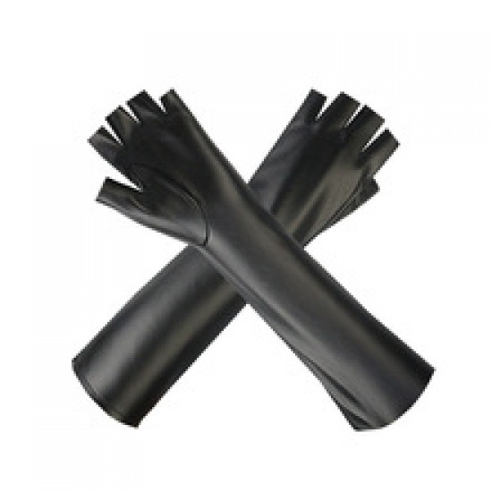 Extended leather gloves for women, half-finger thin, fleece, windproof, warm and stylish outdoor fur gloves