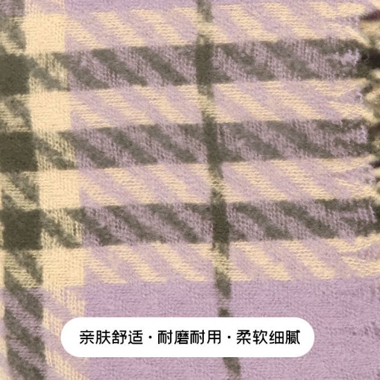A Korean-style checkered color-blocking faux cashmere scarf with a winter atmosphere, a thickened warm shawl for women, tassels, and a student scarf