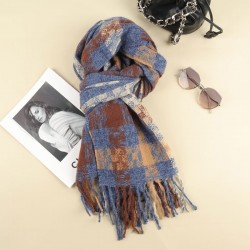Warm and thickened faux cashmere checkered scarf, new autumn and winter tassel shawl, soft and versatile checkered scarf wholesale