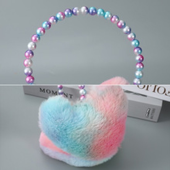 Autumn and winter colorful rendered ear cups, personalized and trendy, heart-shaped ear protection, flexed and thickened, comfortable plush ear tips wholesale